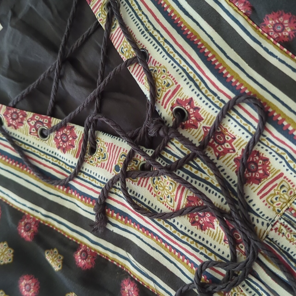 FREE PEOPLE I Black Boho Festival Lace-Up Rain or Shine Tunic Mini Dress, S - Picture 6 of 15
